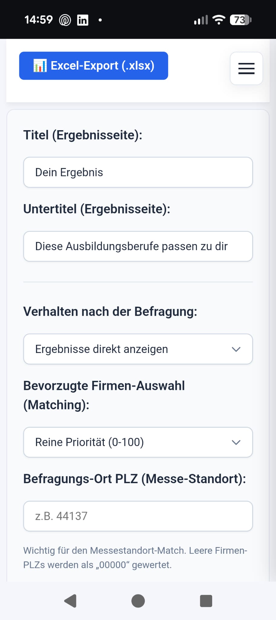 Submissions Einstellungen